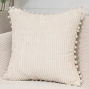 Axyaa Corduroy Stripe Fur Ball Cushion Cover