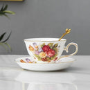Axyaa Flower Tea Set with Porcelain Mug, Saucer, and Spoon