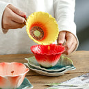 Axyaa Ceramic Coffee Cup Saucer Set, Flower Design, Exquisite Home Afternoon Tea Latte Mug
