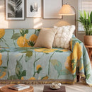 Axyaa Retro Oil Painting Design Sofa Cover with Tassels for Home Decor