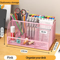 Mesh Desk Organizer Pen Holder by Axyaa Large Capacity Metal Desktop Storage