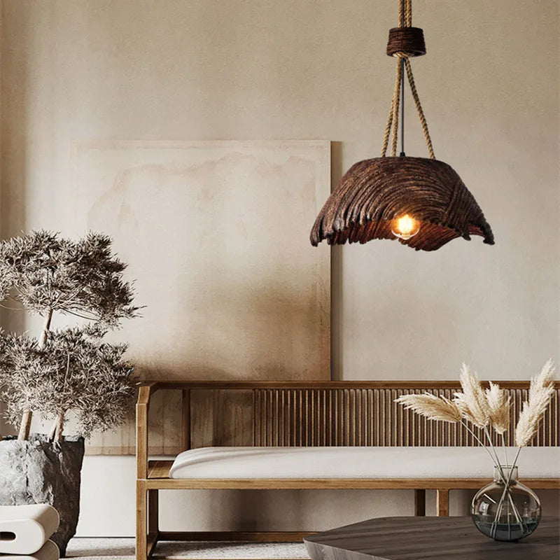 Nordic Hemp Rope Chandelier Bar Pendant Lights by Axyaa