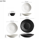 Axyaa Matte Striped Ceramic Deep Plate Set - Creative Tableware for Restaurants