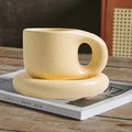Axyaa Nordic Style Ceramic Chubby Mug Set with Oval Plate - 400ml