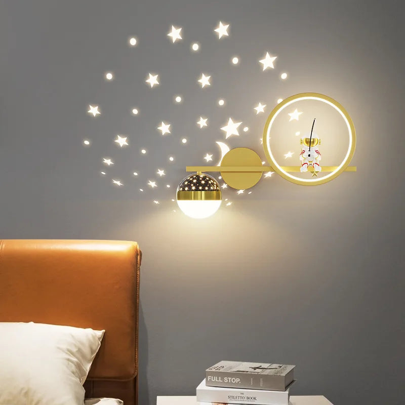 Axyaa Astronaut Wall Lamp - Gold White Black Bedroom Decorations