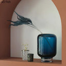 Axyaa Glass Vase: Modern Minimalist Floral Desk Decor