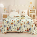 Axyaa Nordic Flower Print Flannel Blanket 150*200cm, Soft Plush Fleece for Sofa, Bed