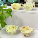 Axyaa Irregular Flower Ceramic Mug Yellow - Korean Style Cute Tea Cup