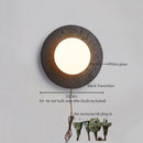 Axyaa Stone LED Wall Lamp with Pull Chain Switch - Black Travertine Wabi Sabi