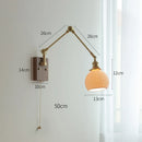 Axyaa Copper Swing LED Wall Light with Pull Chain Switch, Wide Rotation, Walnut Canopy