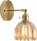 Axyaa Retro Floral Glass Wall Lamp, Modern Bedside LED Sconce