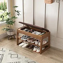 Axyaa Mid-Century 2-Tier Shoe Rack Bench: Compact Storage with 550lbs Capacity