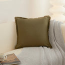 Axyaa Fringed Tassels Cotton Pillow Cover - White Mustard, 45x45cm 30x50cm