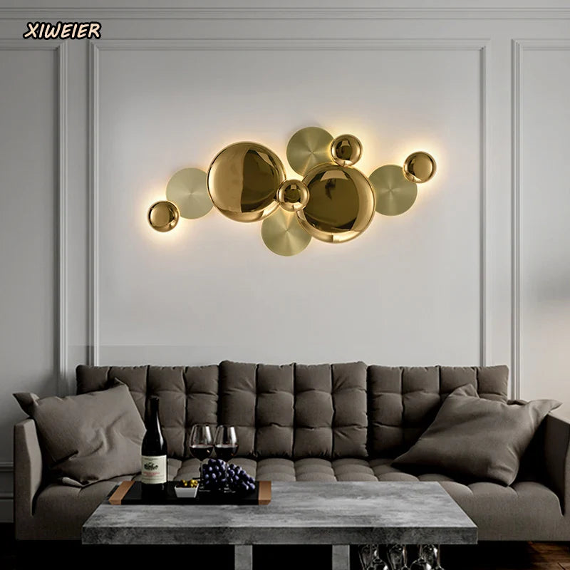 Axyaa Nordic Gold Wall Lamp - LED Bedside Wall Hanging Decoration