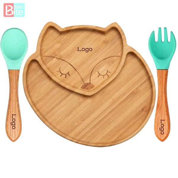 Axya Fox Bamboo Baby Feeding Bowl Set
