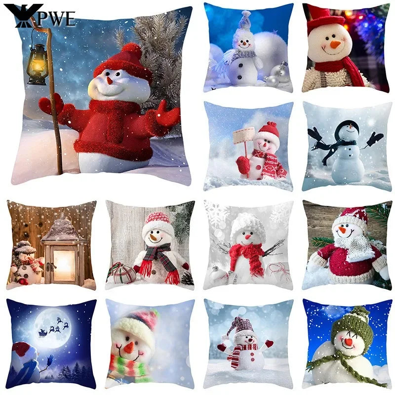 Snowman Pillow Cover Winter Home Decor Cushion Covers by Axyaa