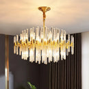 Axyaa Gold Round Crystal Chandelier for Luxurious Living Room Décor