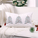 Axyaa Christmas Tree Embroidery Pillow Cover 30x50cm Red Green Holiday Decoration
