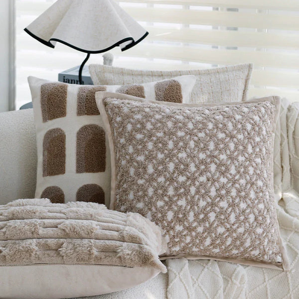 Axyaa Jacquard Cushion Cover - Creamy Style Home Decor for Sofa Living Room