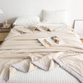 Axyaa Mulberry Silk Seersucker Summer Quilt - Lightweight Comfortable Duvet