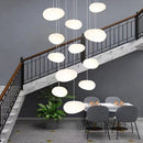 Axyaa Modern White Glass LED Chandelier for Living Room, Staircase & Bar