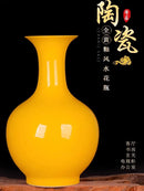 Axyaa Yellow Glazed Ceramic Vase for Home, Living Room, and TV Cabinet