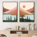 Boho Sun Nature Landscape Canvas Art Print for Home Decor by Axyaa