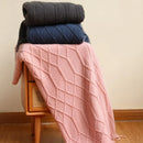 Axyaa Pink Knit Chunky Throw Blanket with Tassel - Cozy Farmhouse Style