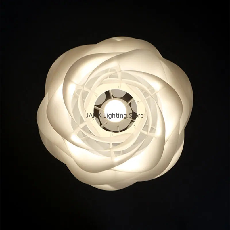 Axyaa White Rose Pendant Lamp: Acrylic Petal Chandelier for Romantic Decor