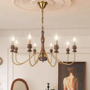 Axyaa Retro Style Chandelier: Black Gold Silver Metal Dark Wood Pendant Light