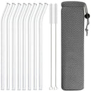 Glass Straws Set for Smoothies & Cocktails - Axyaa Eco-Friendly Reusable Straws