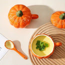 Axyaa Pumpkin Ceramic Mug with Spoon, Scalding-proof Handle, Cute Halloween Design