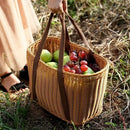 Axyaa Wicker Picnic Basket Tote: Rustic Storage & Shopping Organizer