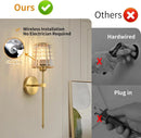 Axyaa Rechargeable LED Crystal Wall Sconce for Bedroom - Home Lighting