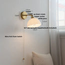 Axyaa White Glass LED Wall Light with Pull Chain Switch & Copper Base