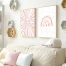 Axyaa Cartoon Sun Rainbow Canvas Painting Poster Collection for Girls Room Decor
