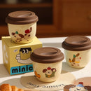 Axyaa Ceramic Coffee Mug Vacuum Flask with Silicone Lid & Cute Animals