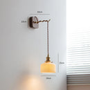 Axyaa Modern LED Ceramic Wall Sconce with Wooden Base for Bedroom and Living Room