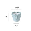 Axyaa Ceramic Flower Pots with Relief Pattern for Succulents and Home Decor