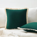Axyaa Velvet Decorative Pillow Cover with Tassels - Orange/Ivory/Green - 18x18/20x20/24x24