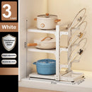 Adjustable Pot Holder with Storage Shelf for Pots, Lids, Pans, and Seasoning Bottles by Axyaa