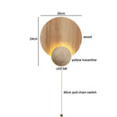 Axyaa LED Pull Chain Wall Light: Yellow Cave Stone Wood Wabi Sabi Design