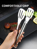Axyaa Stainless Steel BBQ Tongs: Non-slip Multifunctional Cooking Tool