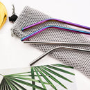 Axyaa Stainless Steel Reusable Drinking Straws Set - 6 Pcs Bent & Straight Straw Kit