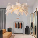 Axyaa Ostrich Feather LED Pendant Chandelier for Living Room and Bedroom