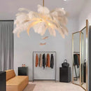 Axyaa Ostrich Feather LED Pendant Chandelier for Bedroom & Living Room
