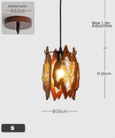 Axyaa Solid Wood Cage Pendant Light Black Metal Fixture Loft Stairs Hanging Lamp