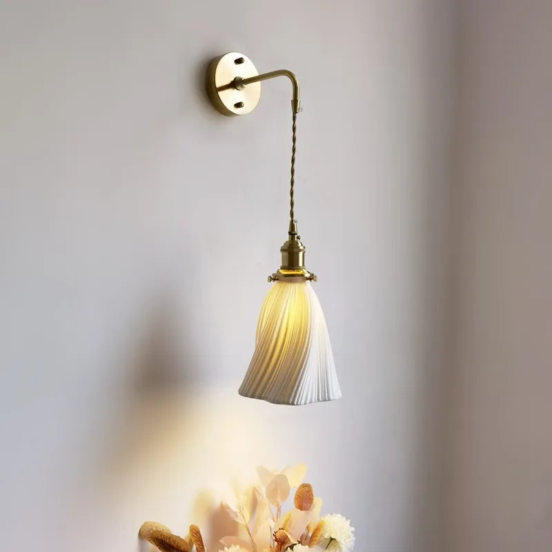 Axyaa Nordic LED Wall Sconce Copper Bedroom Mirror Light Interior Lamparas