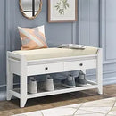 Axyaa Shoe Bench with Cushioned Seat, 2 Drawers, Slatted Shelf