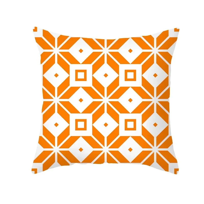 Axyaa Yellow Orange Abstract Geometry Print Pillow Cover 45x45cm